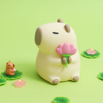 Komik Karikatür Capybara Gece Işığı Musluk Kontrolü 1200mAh Şarj edilebilir Uyku Gece Işığı 7 değişken renk ile