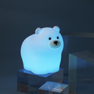 OEM LED Tatlı Karikatür Silikon Ayı Uyku Lampu USB Şarj edilebilir Gece Lampu Bebek Yatak Odası Yatak Yolu Gece Işığı