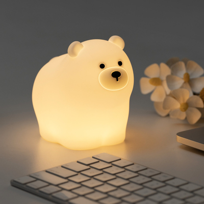 OEM LED Tatlı Karikatür Silikon Ayı Uyku Lampu USB Şarj edilebilir Gece Lampu Bebek Yatak Odası Yatak Yolu Gece Işığı