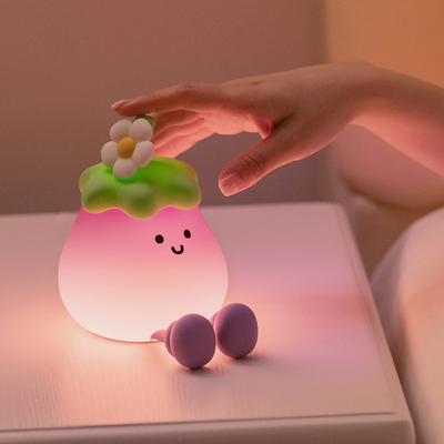 Sebzeler Küçük Patlıcan Silikon Lambalar USB Şarj edilebilir Yatak Odası Yatak Yastığı Pat Gece Işıkları Hediye