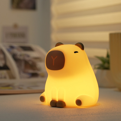 Yeni Tatlı Kapyara Silikon Gece Işığı USB Şarj edilebilir Led Pat Lamba Zamanlama Karanlık Dekoratif Masa Uyku Gece Lampu