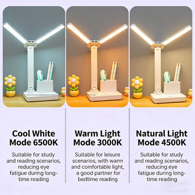 Modern Çift Başlı LED Gece Lambası Şarj Edilebilir ABS Gövde Katlanır Saat Lambası Kare Parlaklık Ev Kullanımı için Masa Lambası