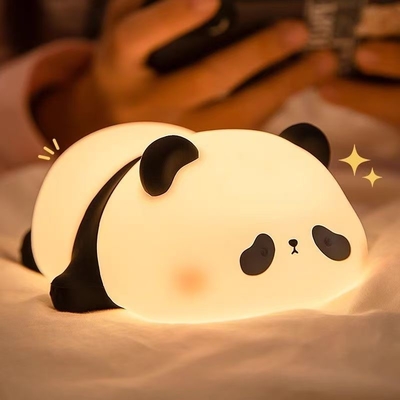 Silikon Panda Lambası 1200mah Duyarlı Musluk Kontrolü Sıcak Beyaz Nefes Alıcı Işık Taşınabilir LED USB Şarj edilebilir Gece Işığı