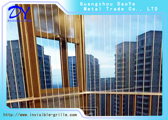 2.5mm Tel Çapı Balkon Görünmez Izgara Alüminyum Çerçeve Kolay Temizlik